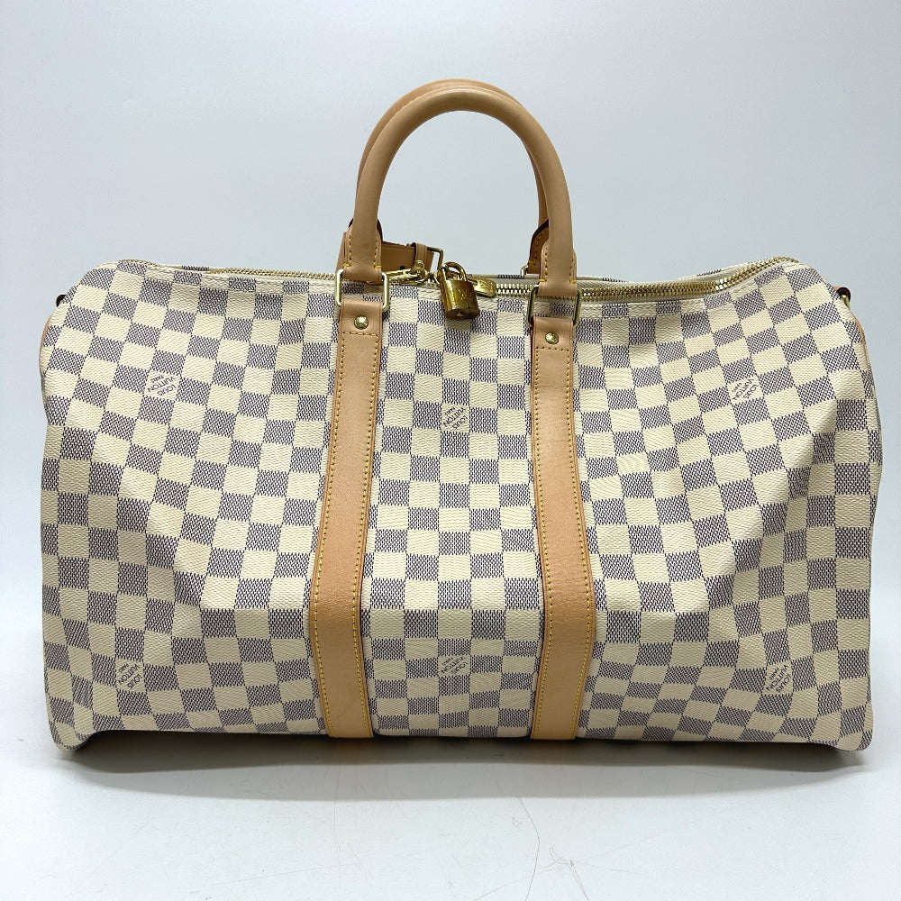 LOUIS VUITTON N48223 Damier Azur Keepall Bandouliere 45 Boston Bag in Damier Azur Canvas, Women's, White