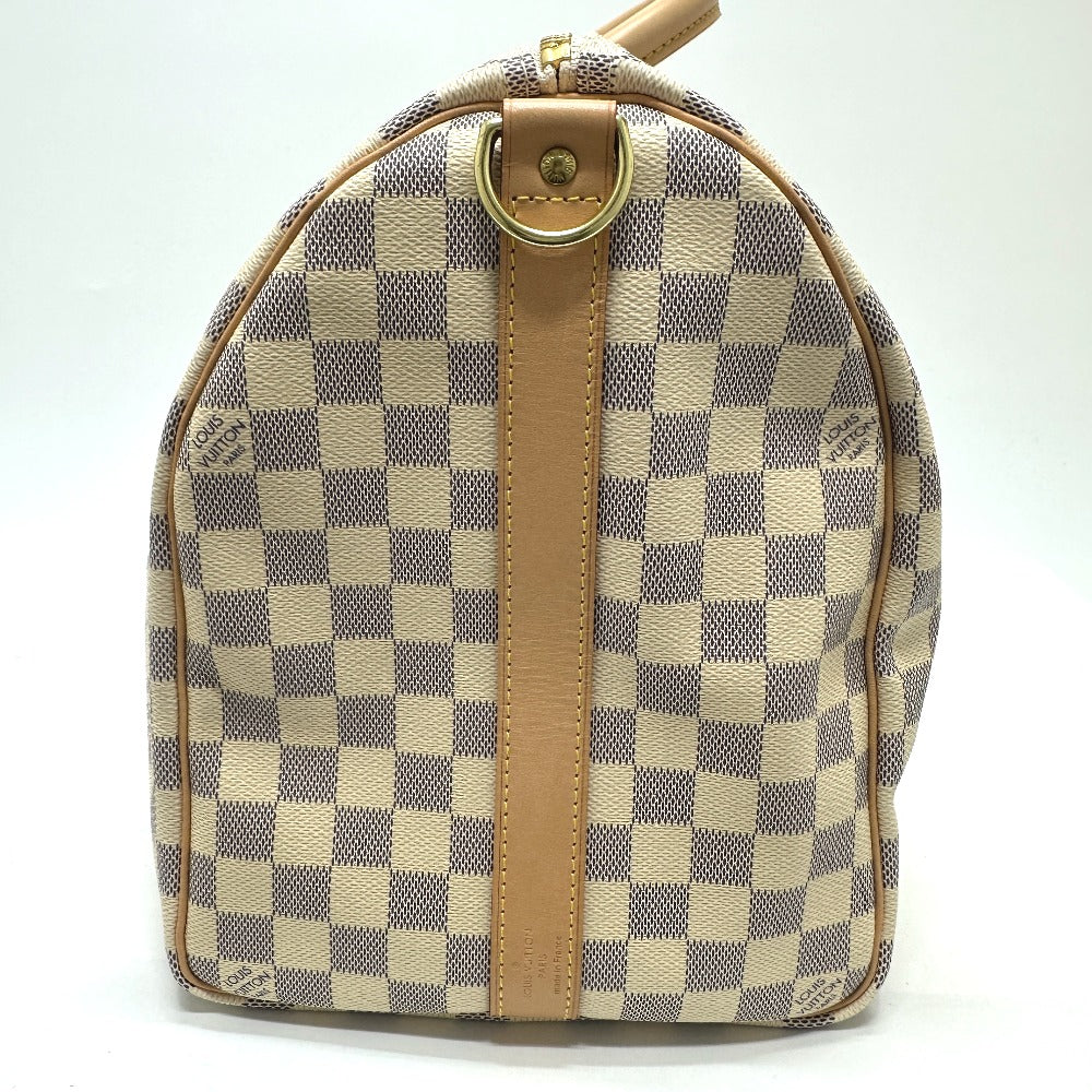 LOUIS VUITTON N48223 Damier Azur Keepall Bandouliere 45 Boston Bag in Damier Azur Canvas, Women's, White