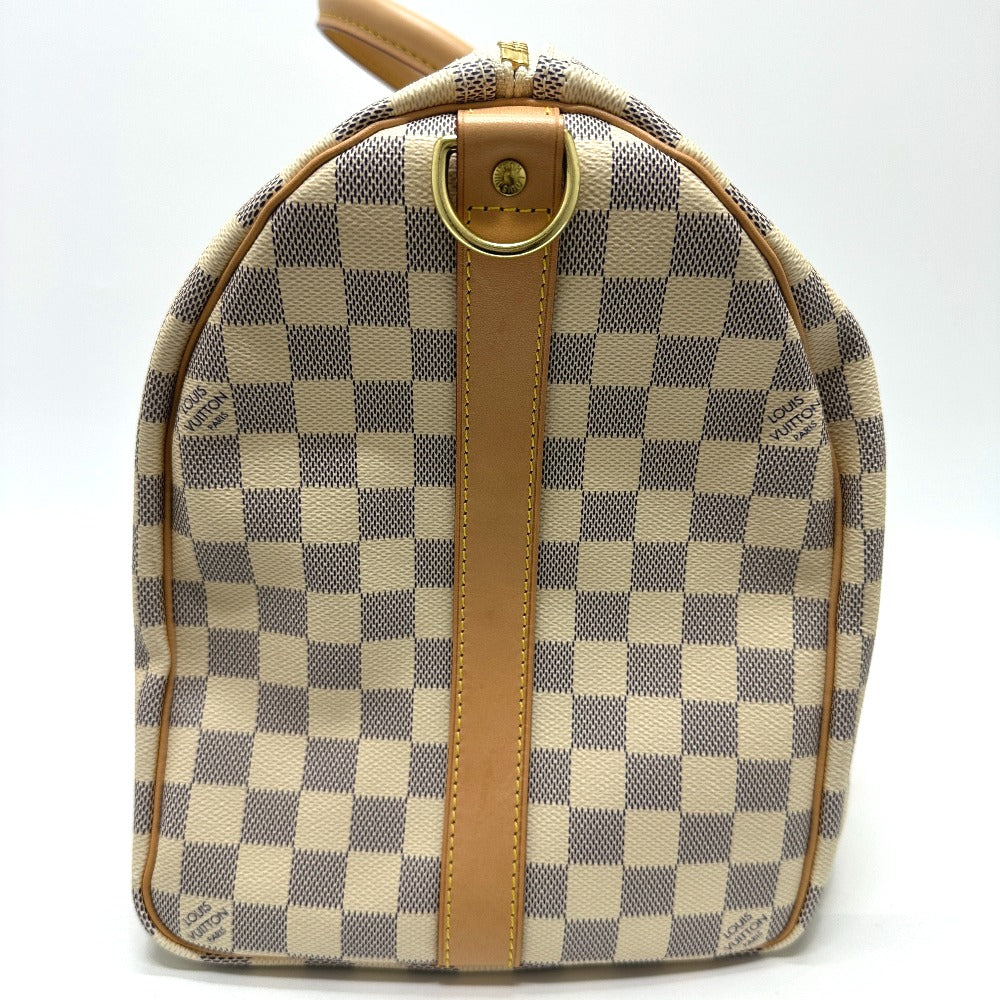 LOUIS VUITTON N48223 Damier Azur Keepall Bandouliere 45 Boston Bag in Damier Azur Canvas, Women's, White