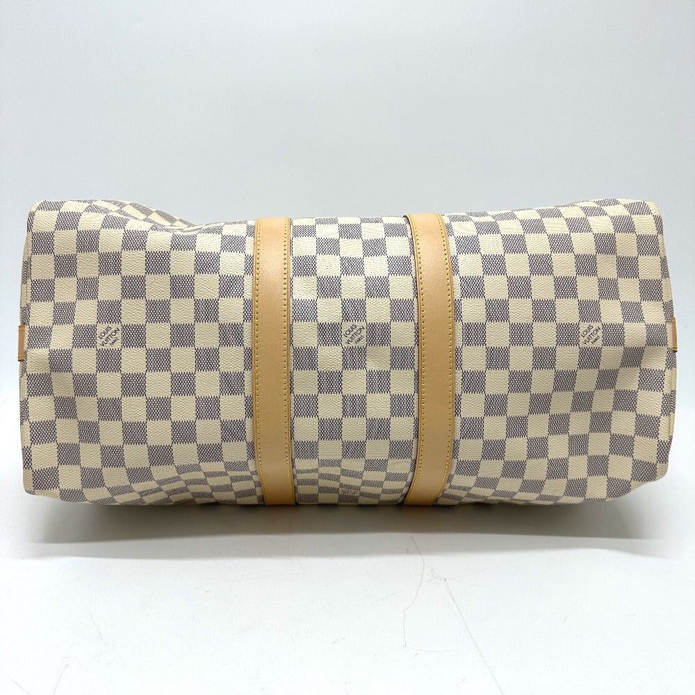 LOUIS VUITTON N48223 Damier Azur Keepall Bandouliere 45 Boston Bag in Damier Azur Canvas, Women's, White