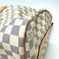 LOUIS VUITTON N48223 Damier Azur Keepall Bandouliere 45 Boston Bag in Damier Azur Canvas, Women's, White