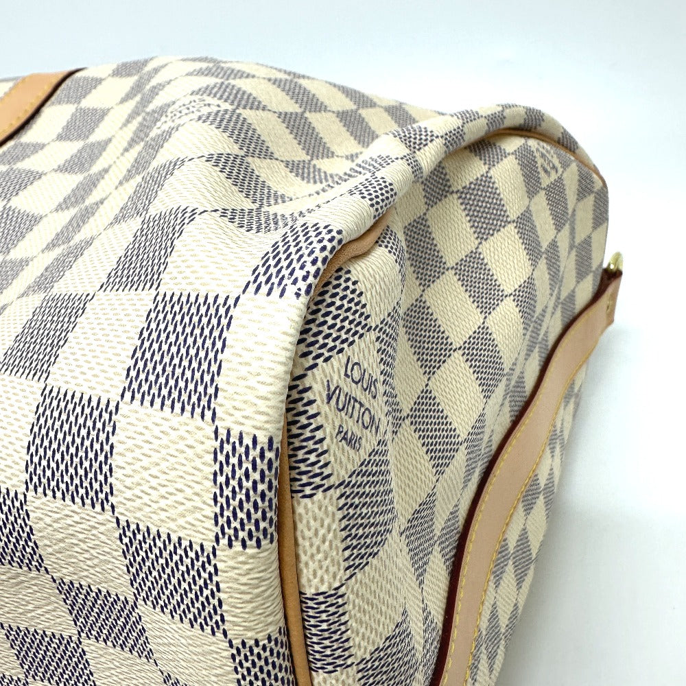 LOUIS VUITTON N48223 Damier Azur Keepall Bandouliere 45 Boston Bag in Damier Azur Canvas, Women's, White