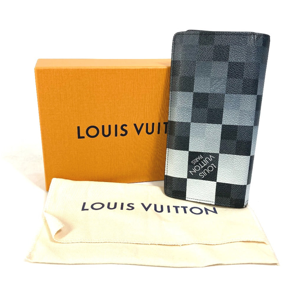 LOUIS VUITTON N40415 Damier Graphite Giant Portefeuille Brazza NM Bifold Long Wallet in Damier Canvas, Men's, Black
