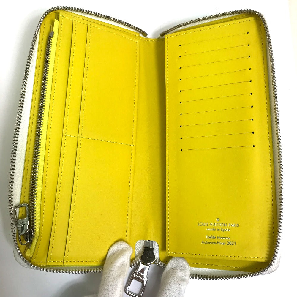 LOUIS VUITTON M80852 Logo Zippy Wallet Vertical Everyday LV Long Wallet in Taurillon Leather, Men's, Yellow