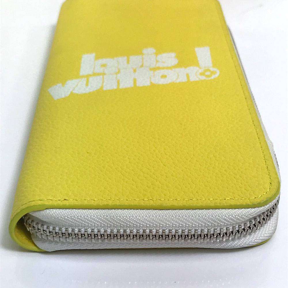 LOUIS VUITTON M80852 Logo Zippy Wallet Vertical Everyday LV Long Wallet in Taurillon Leather, Men's, Yellow