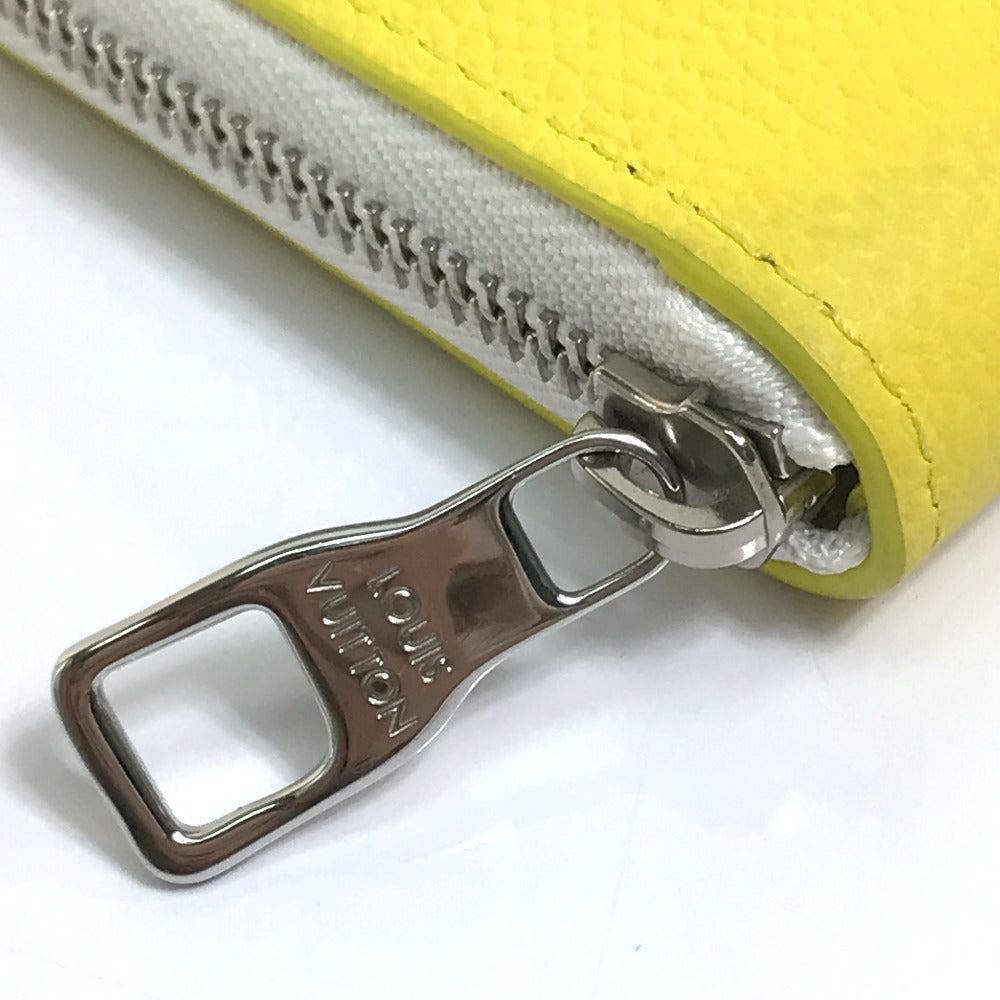 LOUIS VUITTON M80852 Logo Zippy Wallet Vertical Everyday LV Long Wallet in Taurillon Leather, Men's, Yellow