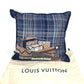 LOUIS VUITTON MP2101 モノグラム チェック柄 ピロー 枕 インテリア クッション ウール メンズ ネイビー