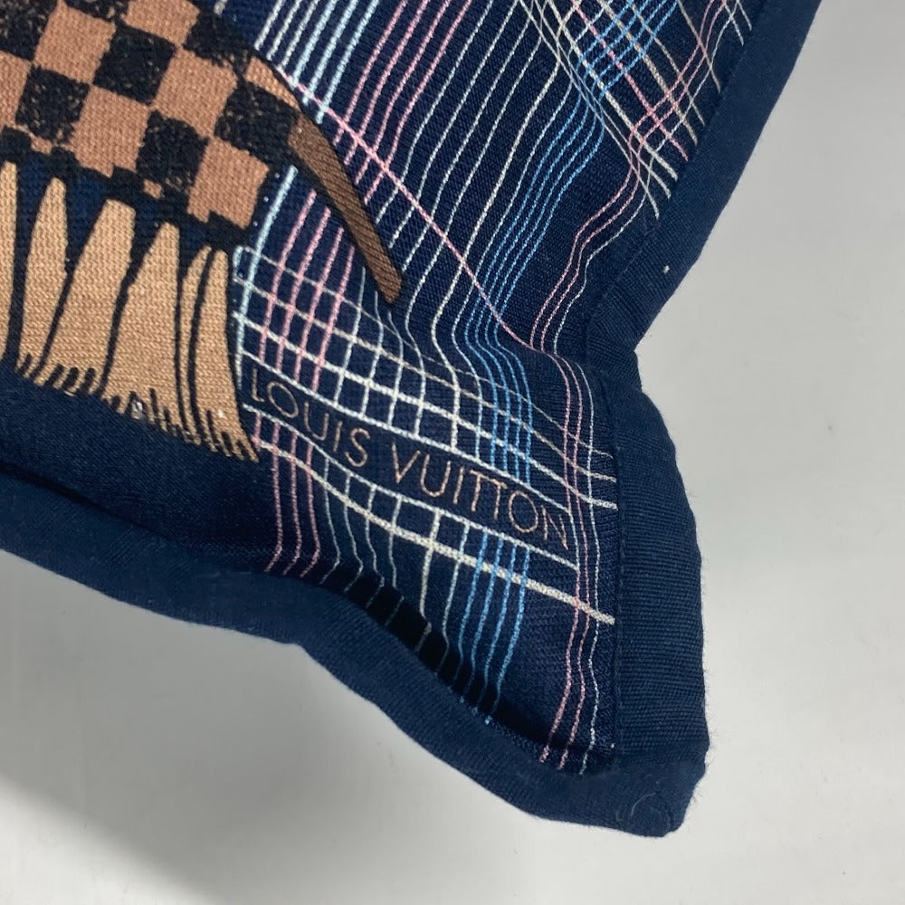 LOUIS VUITTON MP2101 モノグラム チェック柄 ピロー 枕 インテリア クッション ウール メンズ ネイビー