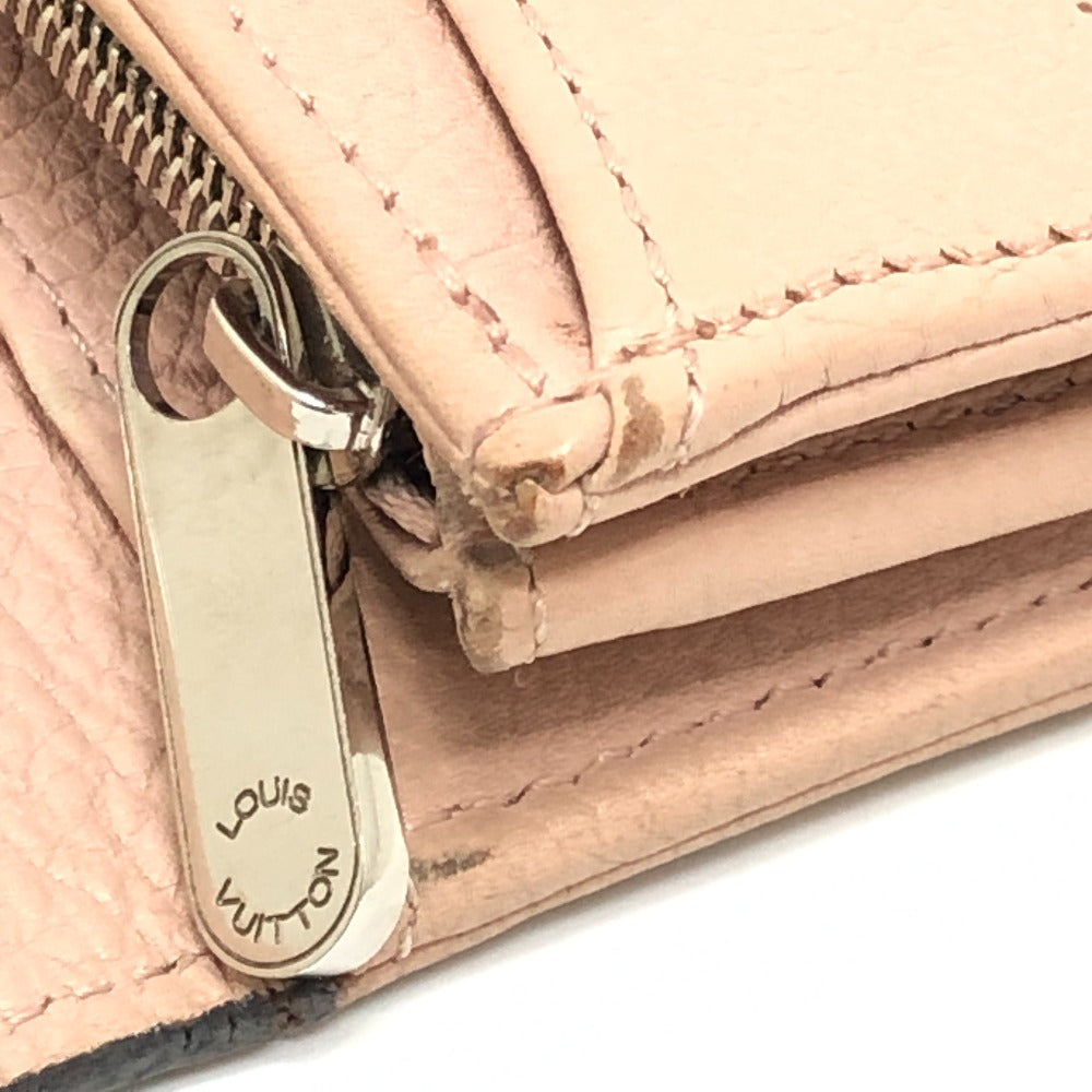 LOUIS VUITTON M60145 Monogram Mahina Portefeuille Iris Long Wallet in Monogram Mahina Leather, Magnolia Pink