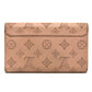 LOUIS VUITTON M60145 Monogram Mahina Portefeuille Iris Long Wallet in Monogram Mahina Leather, Magnolia Pink