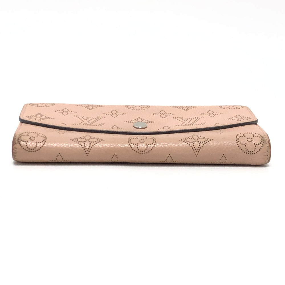 LOUIS VUITTON M60145 Monogram Mahina Portefeuille Iris Long Wallet in Monogram Mahina Leather, Magnolia Pink