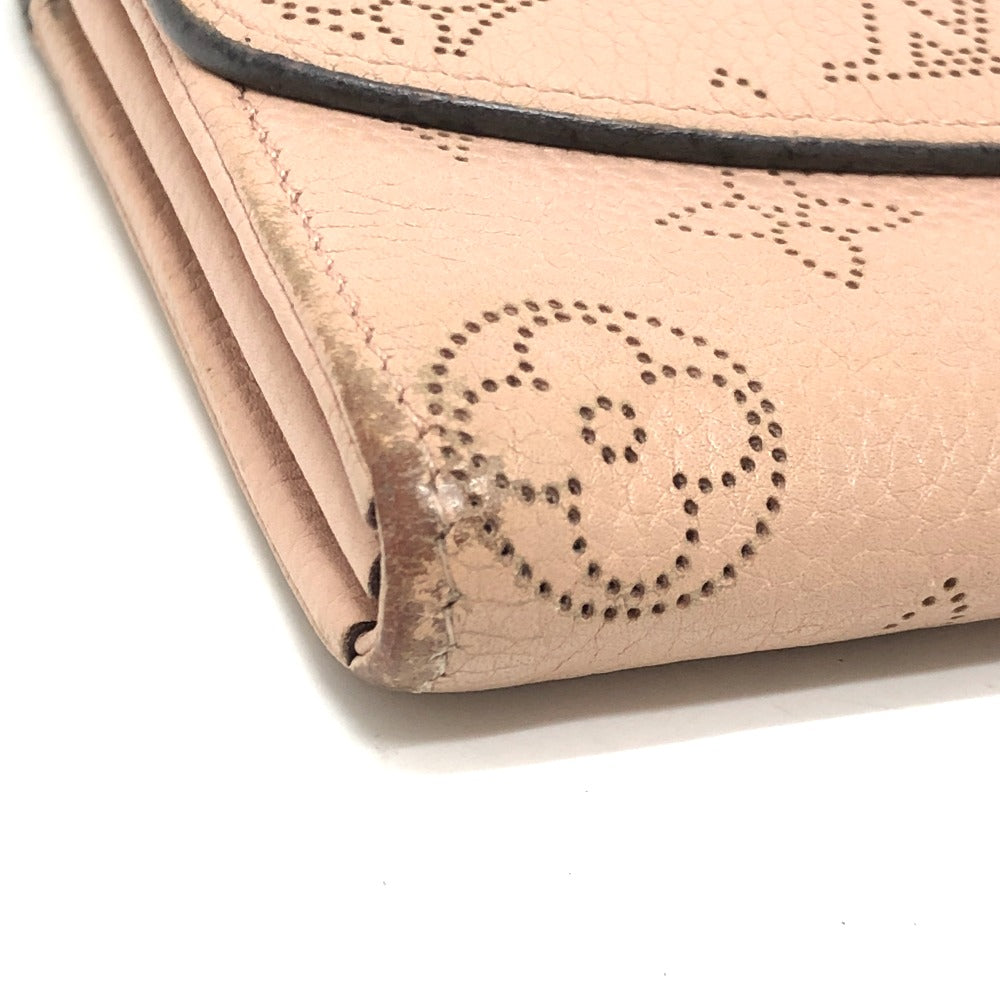LOUIS VUITTON M60145 Monogram Mahina Portefeuille Iris Long Wallet in Monogram Mahina Leather, Magnolia Pink