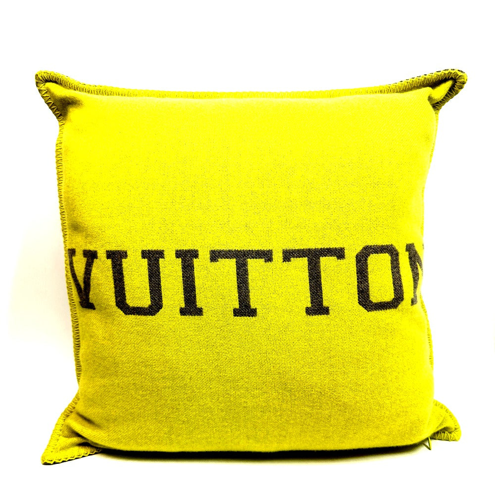 LOUIS VUITTON MP2158 Two-Tone Cushion "Flio" Louis Pillow, Wool/Cashmere, Men's, Yellow