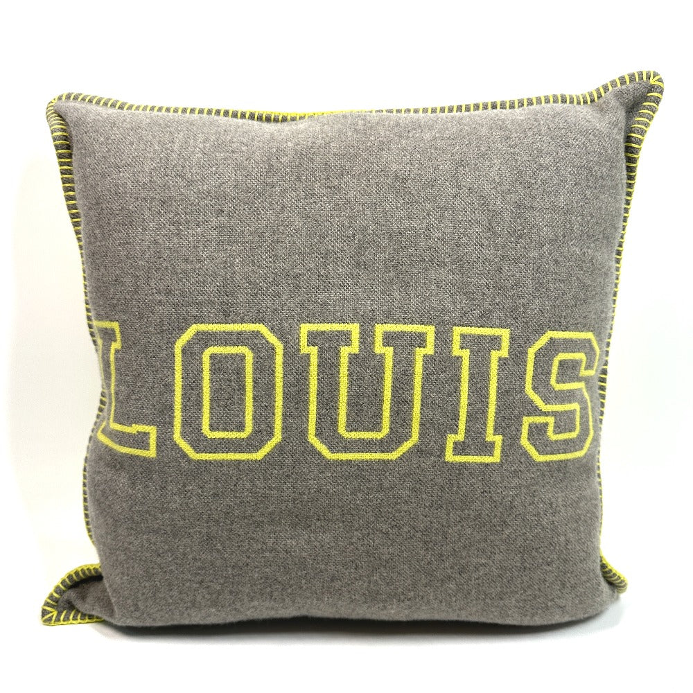 LOUIS VUITTON MP2158 Two-Tone Cushion "Flio" Louis Pillow, Wool/Cashmere, Men's, Yellow
