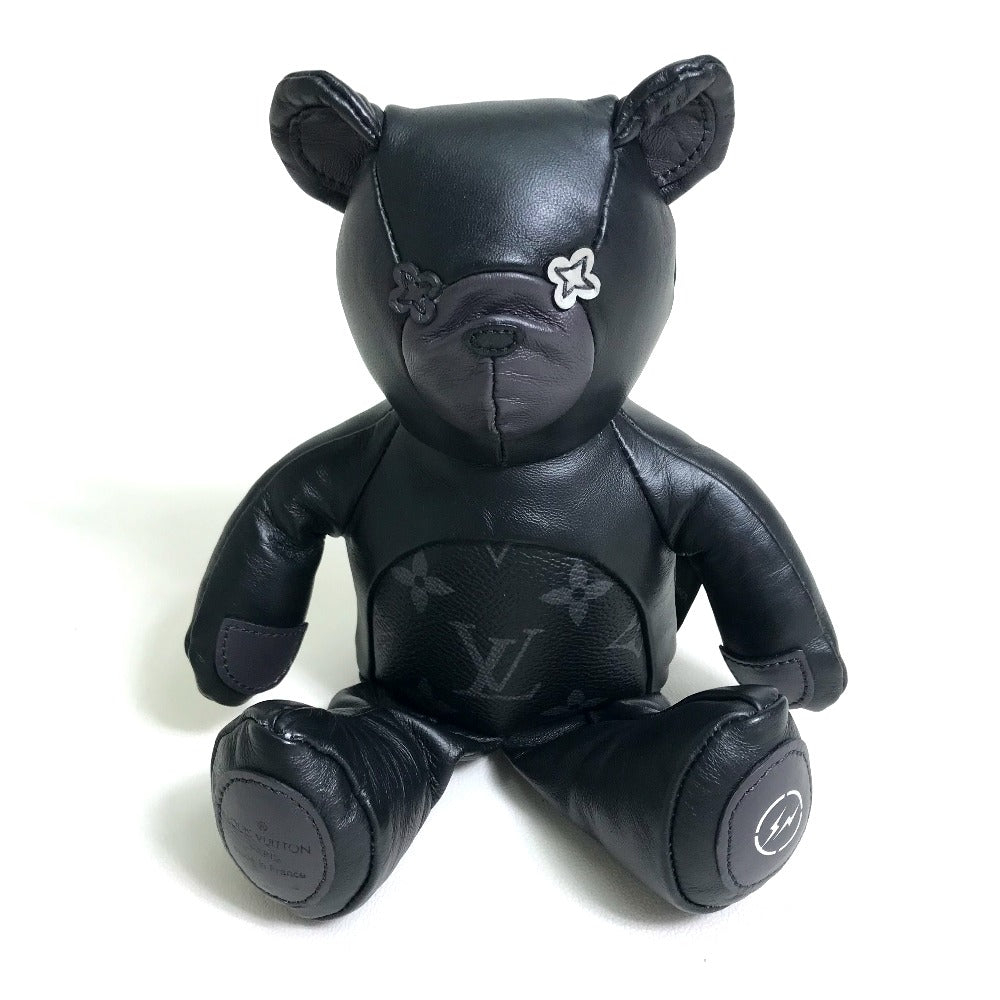 LOUIS VUITTON GI0184 Monogram Eclipse by Hiroshi Fujiwara, Dudurui Fragment Teddy Bear, Stuffed Animal, Doll, Object, Monogram Eclipse Canvas, Unisex, Black