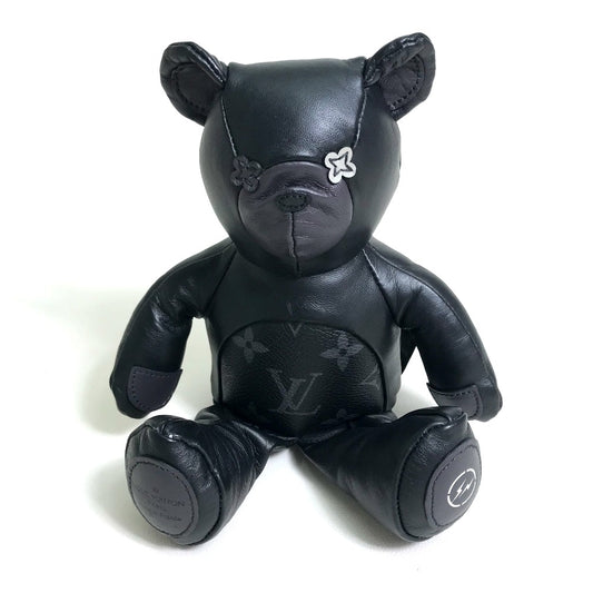 LOUIS VUITTON GI0184 モノグラムエクリプス 藤原ヒロシ ドゥドゥルイ フラグメント テディベア ぬいぐるみ 人形 オブジェ モノグラムエクリプスキャンバス ユニセックス ブラック
