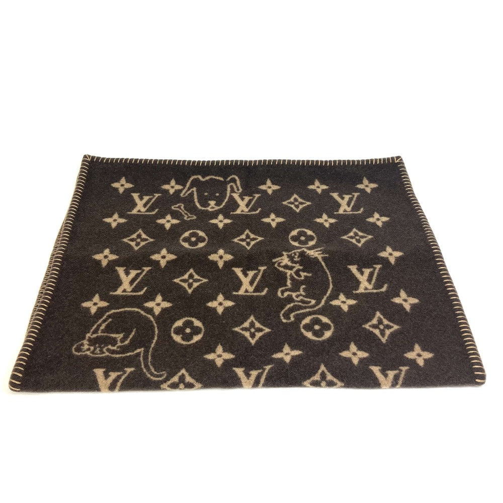 LOUIS VUITTON MP2260 クヴェルチュール スモール キャットグラム インテリア 毛布 猫 ブランケット ウール/カシミヤ ユニセックス ブラウン