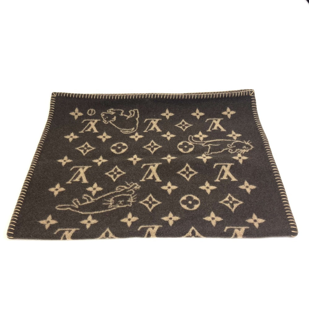 LOUIS VUITTON MP2260 クヴェルチュール スモール キャットグラム インテリア 毛布 猫 ブランケット ウール/カシミヤ ユニセックス ブラウン