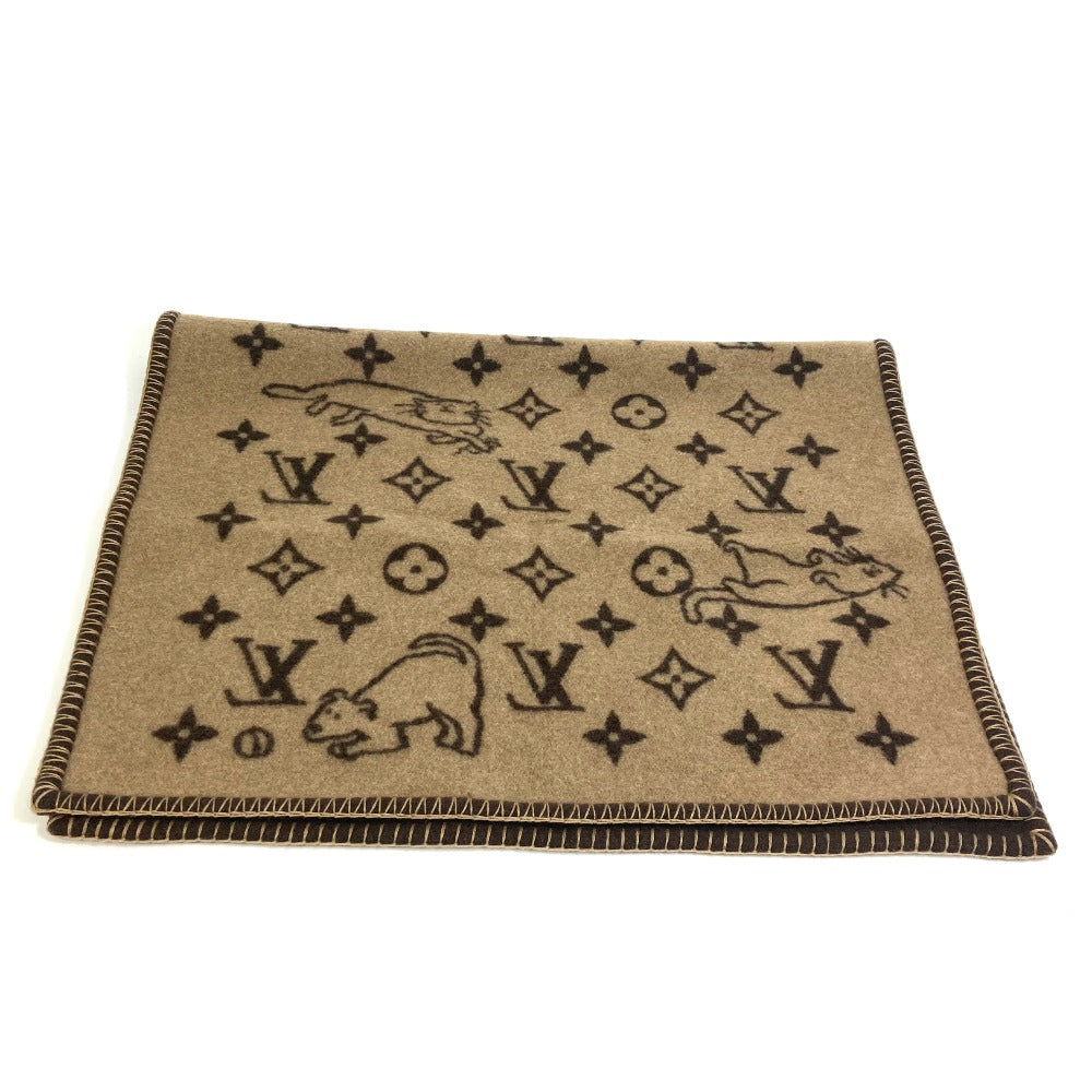 LOUIS VUITTON MP2260 クヴェルチュール スモール キャットグラム インテリア 毛布 猫 ブランケット ウール/カシミヤ ユニセックス ブラウン