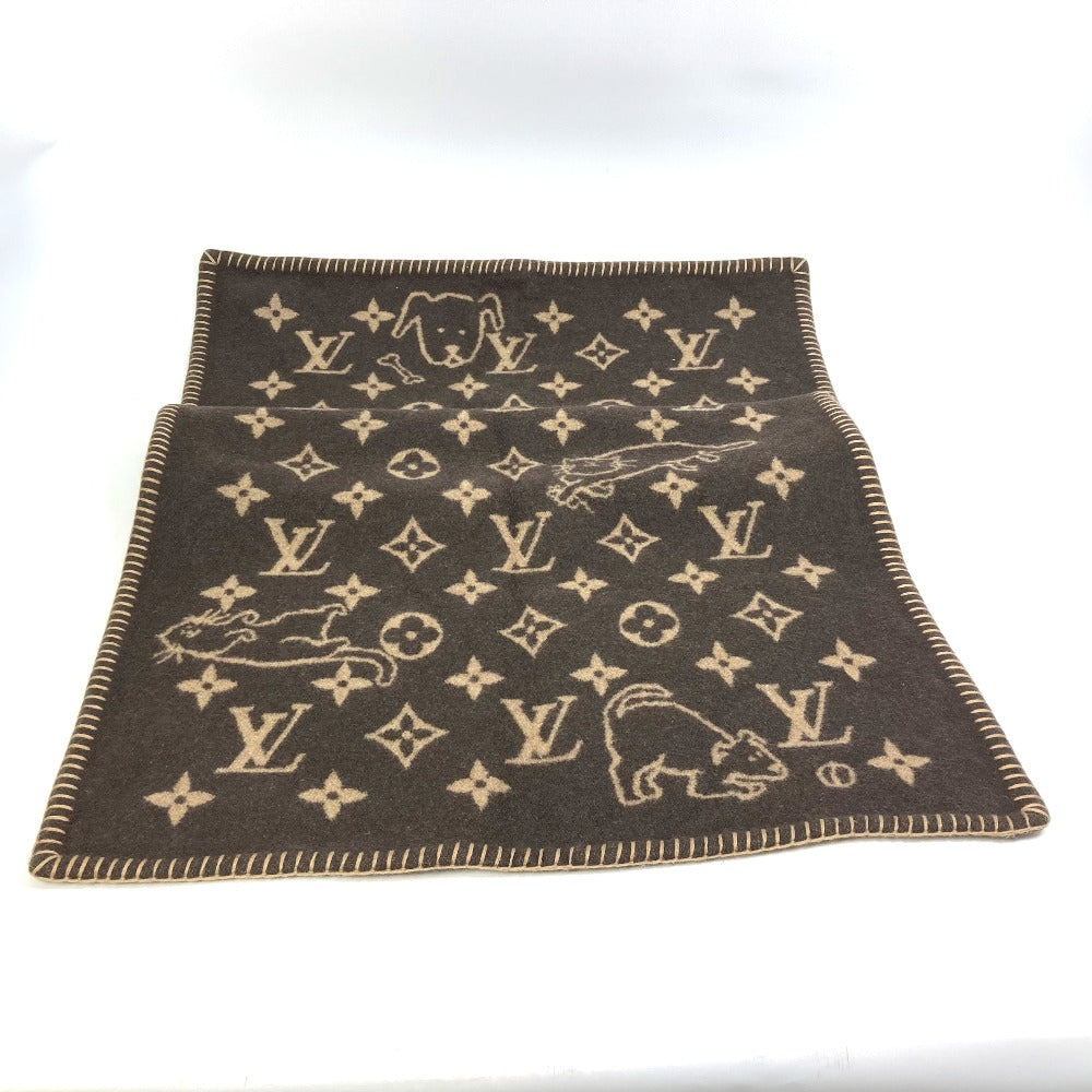 LOUIS VUITTON MP2260 Couverture Small Catgram Cat Animal Blanket, Wool, Brown, Women's