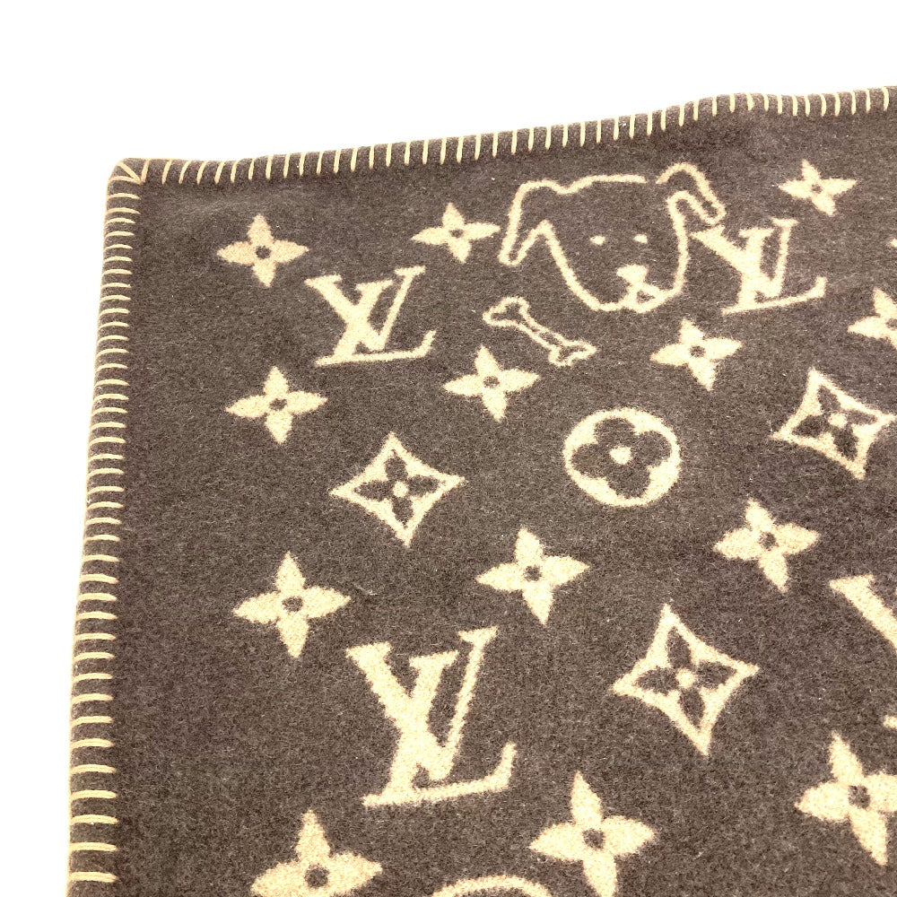 LOUIS VUITTON MP2260 Couverture Small Catgram Cat Animal Blanket, Wool, Brown, Women's