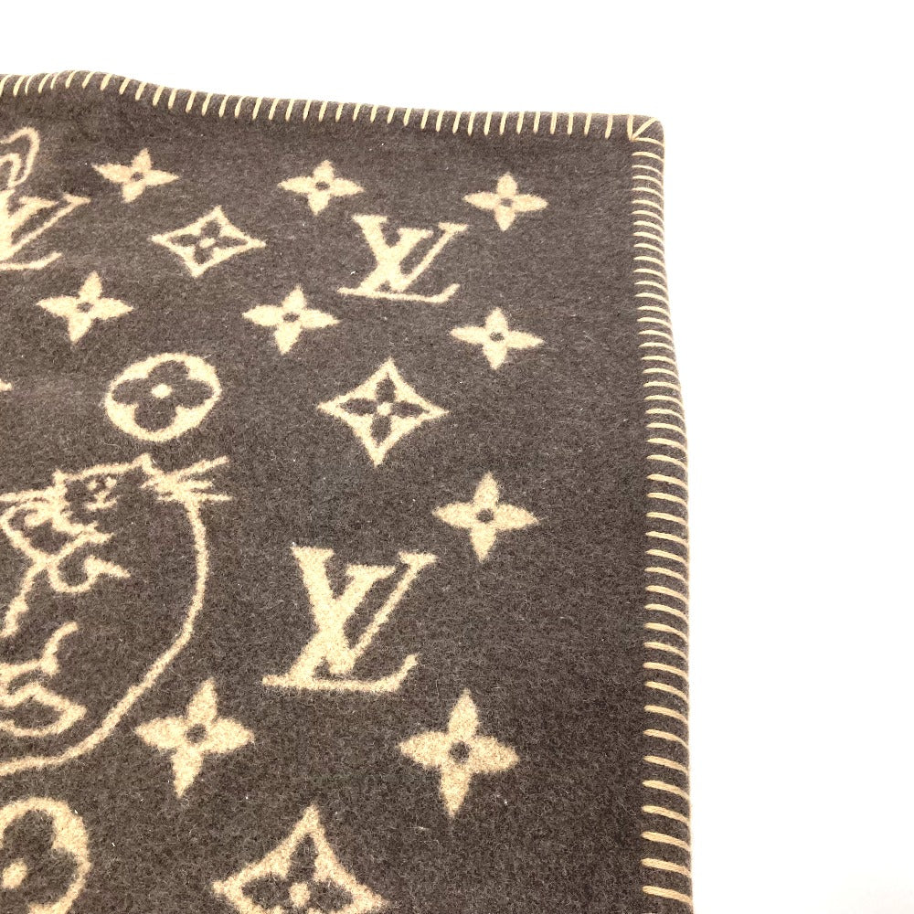 LOUIS VUITTON MP2260 Couverture Small Catgram Cat Animal Blanket, Wool, Brown, Women's