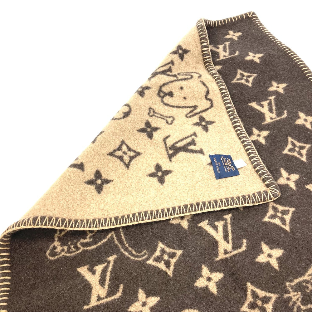 LOUIS VUITTON MP2260 Couverture Small Catgram Cat Animal Blanket, Wool, Brown, Women's