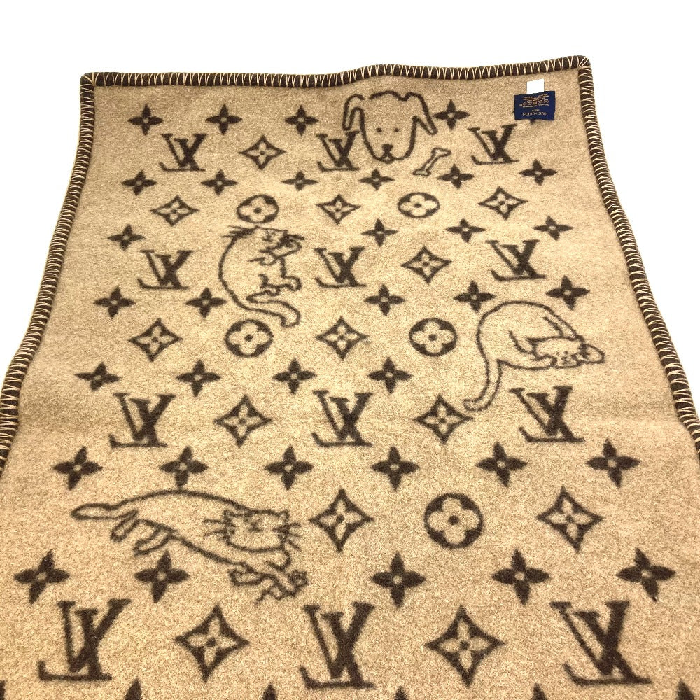 LOUIS VUITTON MP2260 Couverture Small Catgram Cat Animal Blanket, Wool, Brown, Women's
