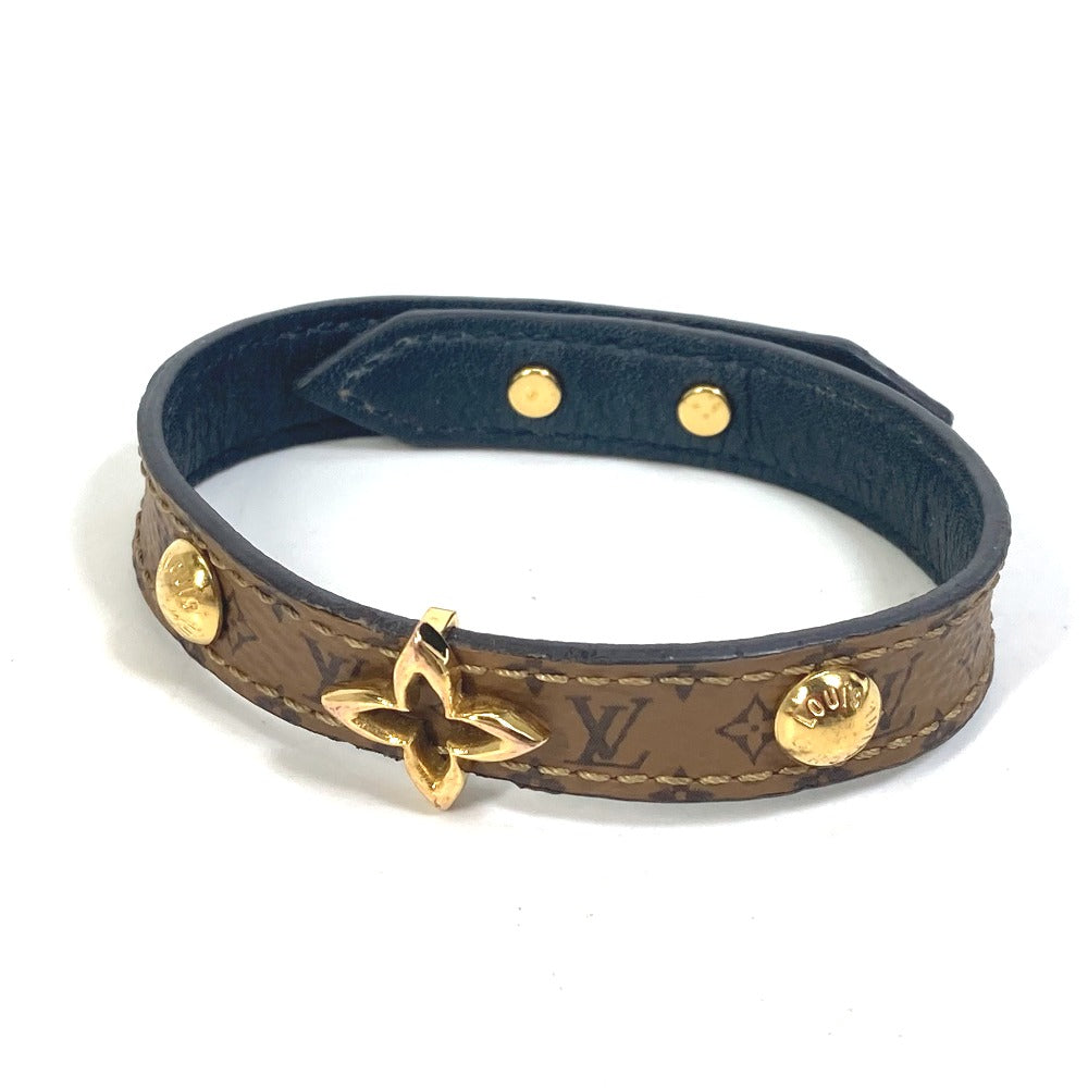 LOUIS VUITTON M6597F Monogram Reverse Bracelet Blooming Fashion Accessory Women's Brown Monogram Reverse Canvas Bracelet