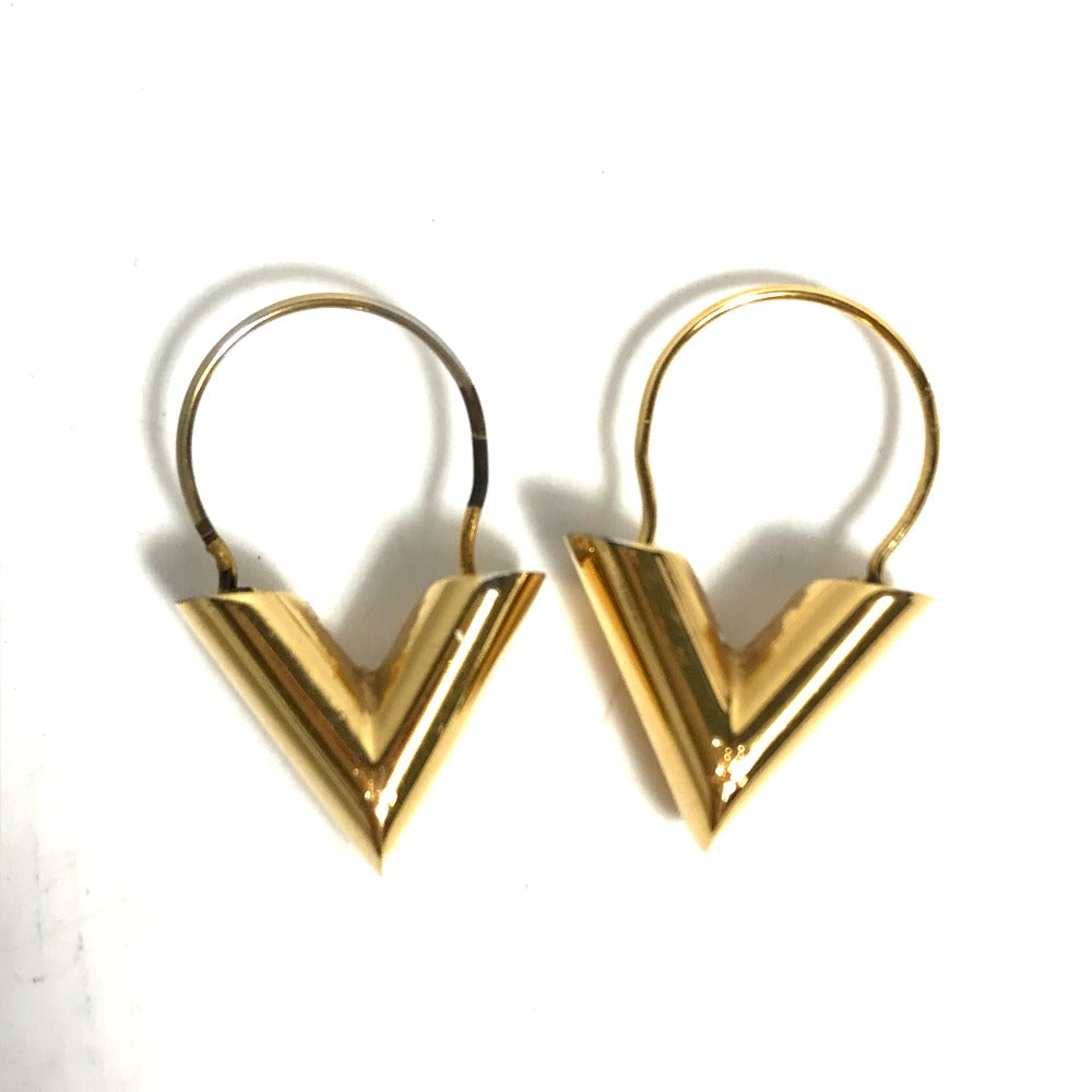 LOUIS VUITTON M61088 Essential VV Logo Hoop Earrings, Metal, Women's, Gold