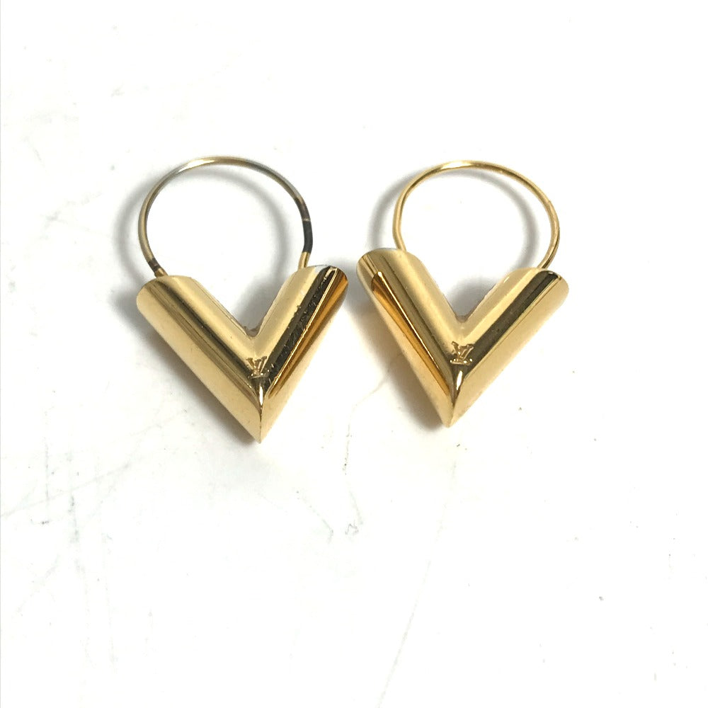 LOUIS VUITTON M61088 Essential VV Logo Hoop Earrings, Metal, Women's, Gold