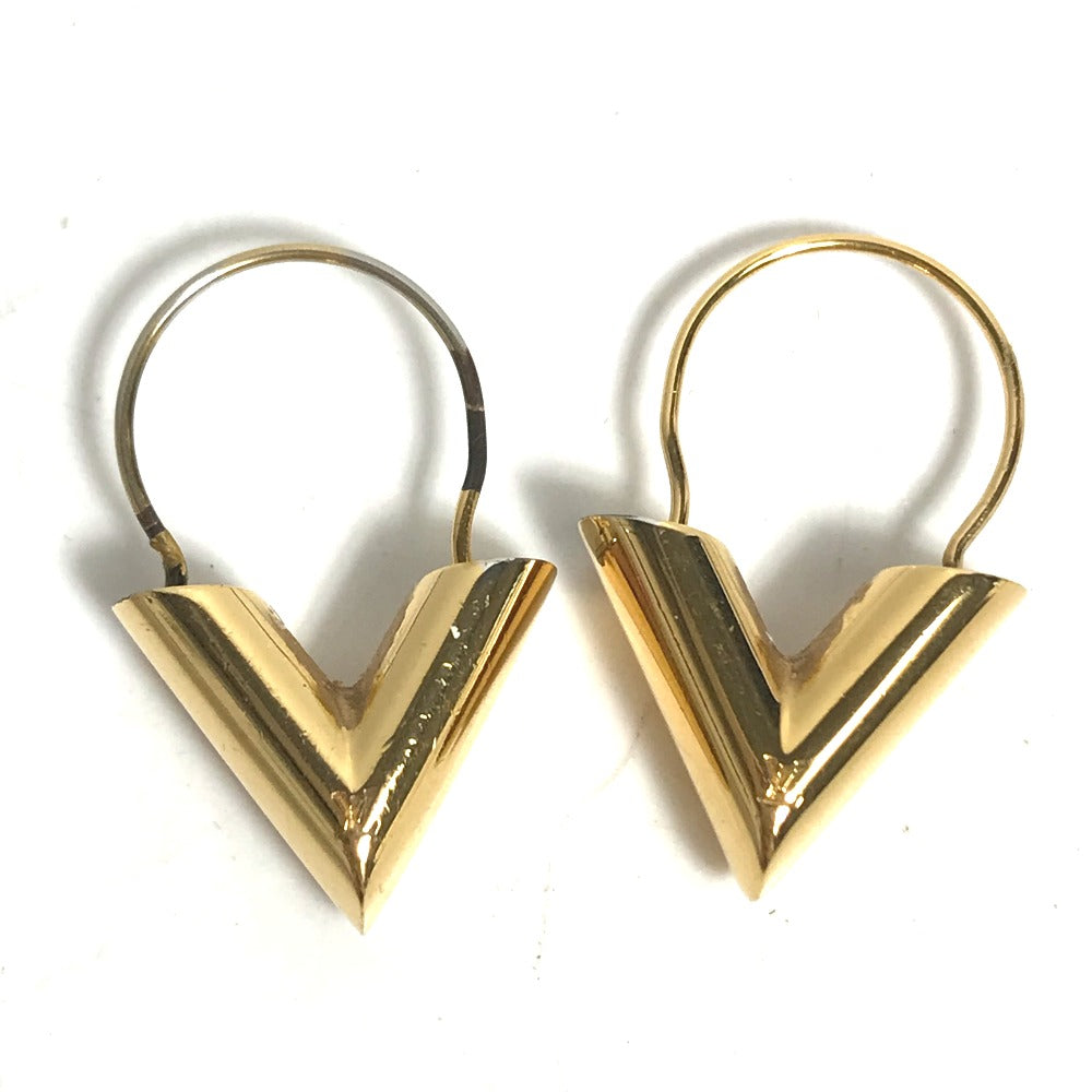 LOUIS VUITTON M61088 Essential VV Logo Hoop Earrings, Metal, Women's, Gold