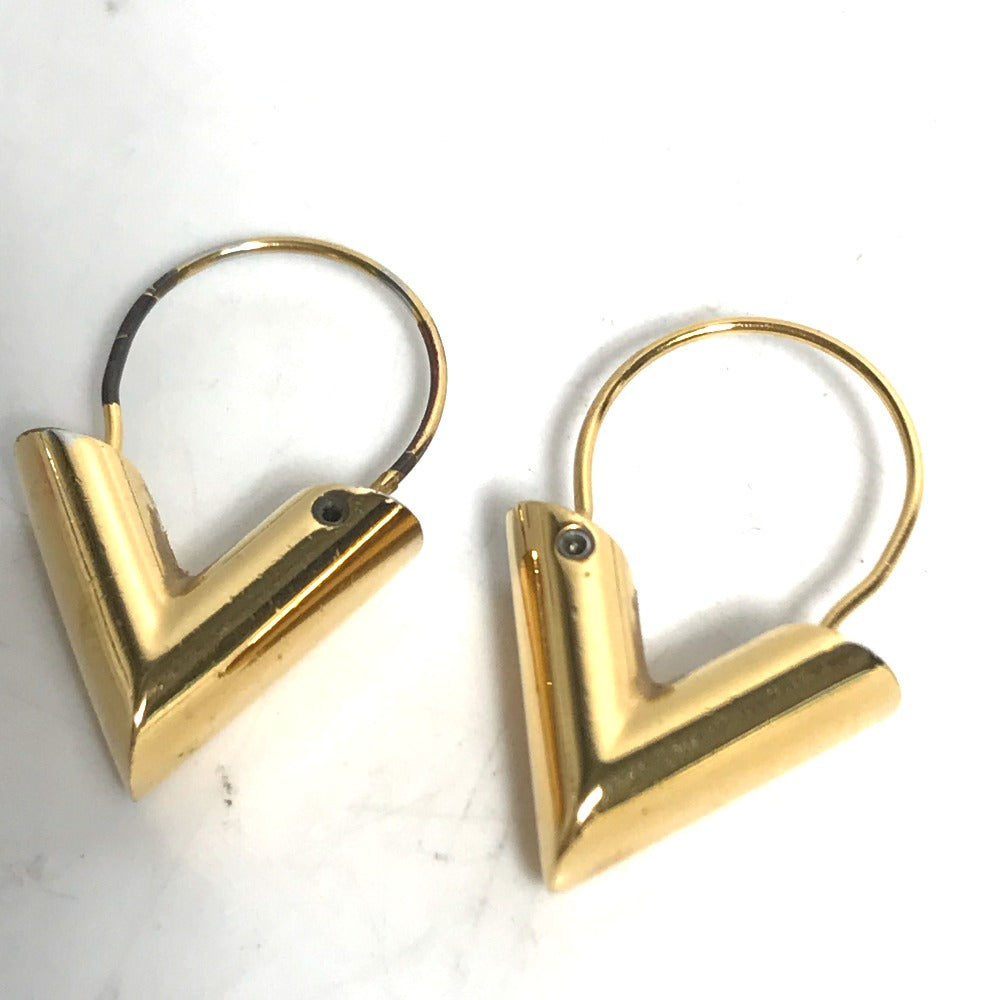 LOUIS VUITTON M61088 Essential VV Logo Hoop Earrings, Metal, Women's, Gold