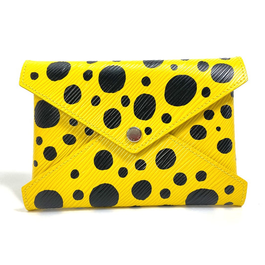 LOUIS VUITTON M81959 イエローレザードットのみ 草間彌生　LV × YK ポシェット・キリガミ キリガミ ポーチ レザー レディース イエロー×ブラック