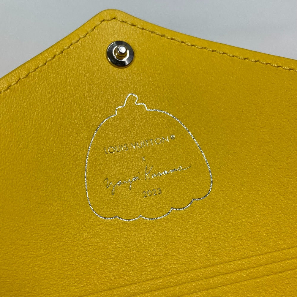 LOUIS VUITTON M81959 Yellow Leather Dot Only, Yayoi Kusama, LV x YK Kirigami Pouch, Leather, Women's, Yellow x Black