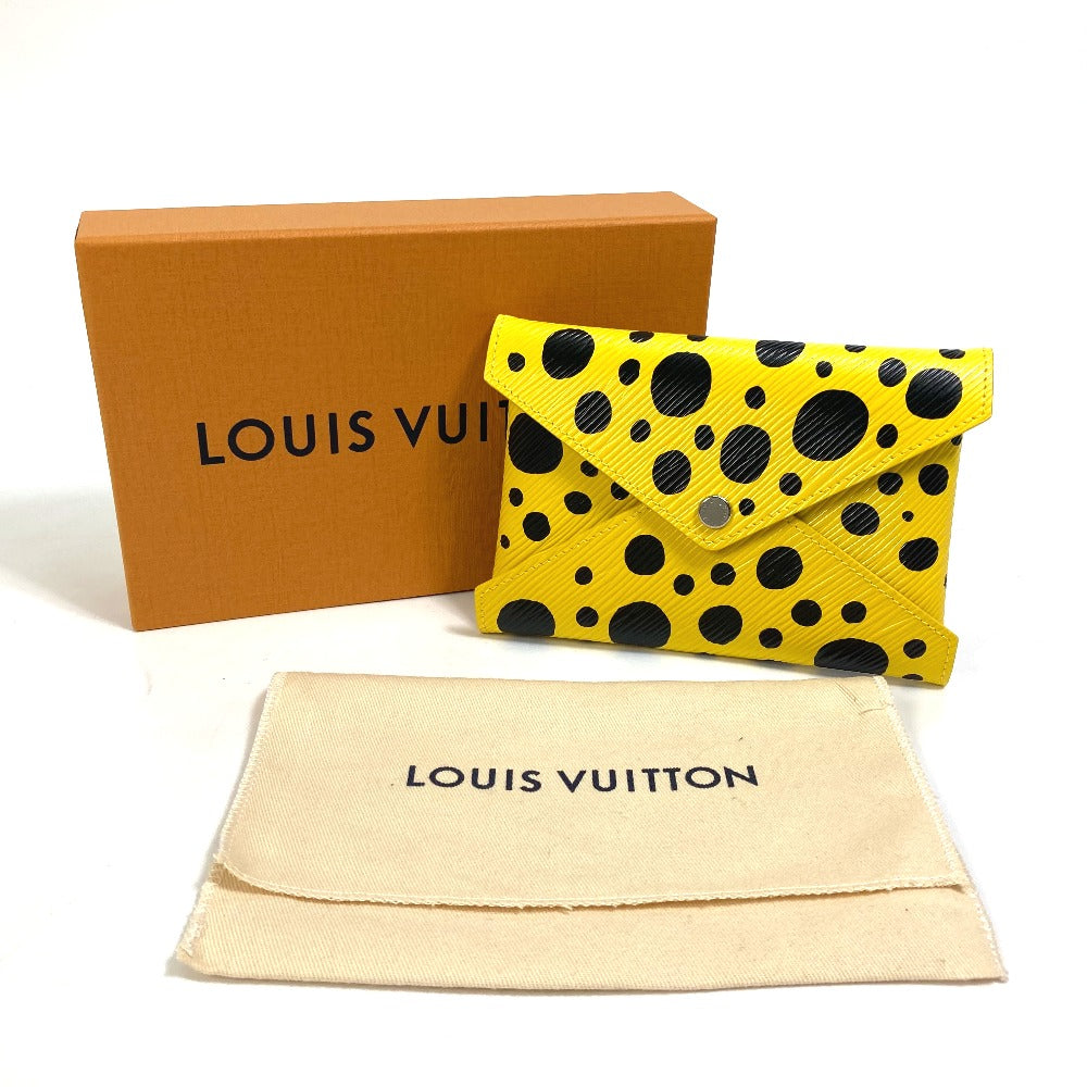 LOUIS VUITTON M81959 Yellow Leather Dot Only, Yayoi Kusama, LV x YK Kirigami Pouch, Leather, Women's, Yellow x Black
