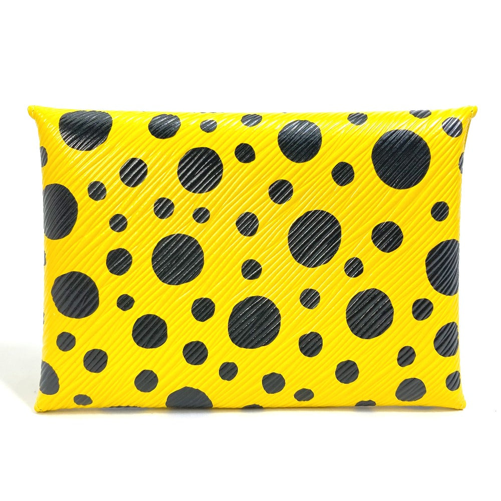LOUIS VUITTON M81959 Yellow Leather Dot Only, Yayoi Kusama, LV x YK Kirigami Pouch, Leather, Women's, Yellow x Black