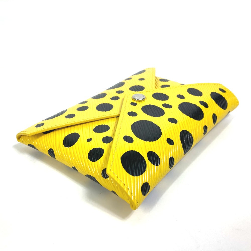 LOUIS VUITTON M81959 Yellow Leather Dot Only, Yayoi Kusama, LV x YK Kirigami Pouch, Leather, Women's, Yellow x Black