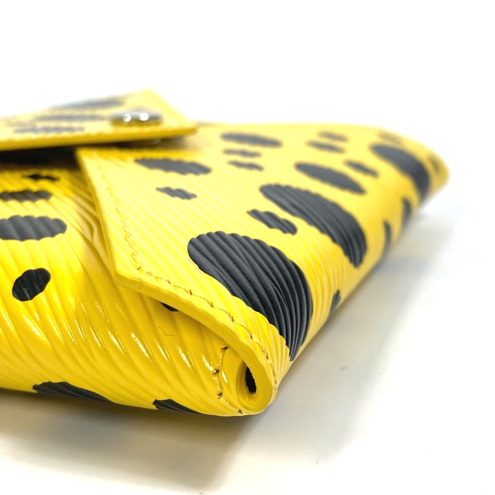 LOUIS VUITTON M81959 Yellow Leather Dot Only, Yayoi Kusama, LV x YK Kirigami Pouch, Leather, Women's, Yellow x Black