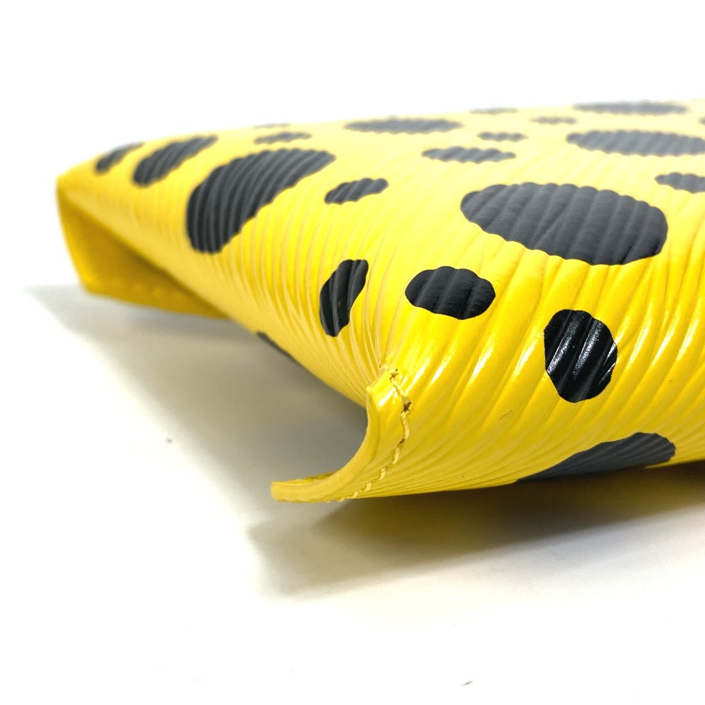 LOUIS VUITTON M81959 Yellow Leather Dot Only, Yayoi Kusama, LV x YK Kirigami Pouch, Leather, Women's, Yellow x Black