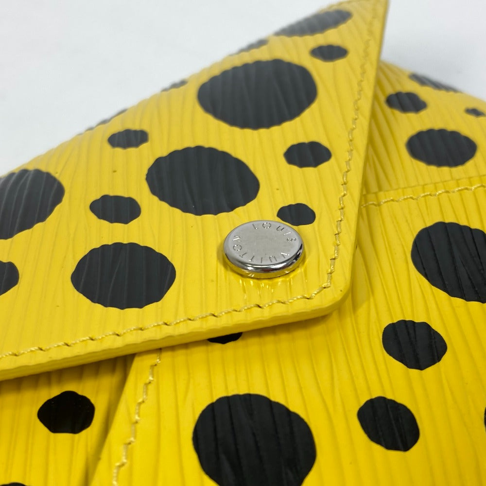 LOUIS VUITTON M81959 Yellow Leather Dot Only, Yayoi Kusama, LV x YK Kirigami Pouch, Leather, Women's, Yellow x Black