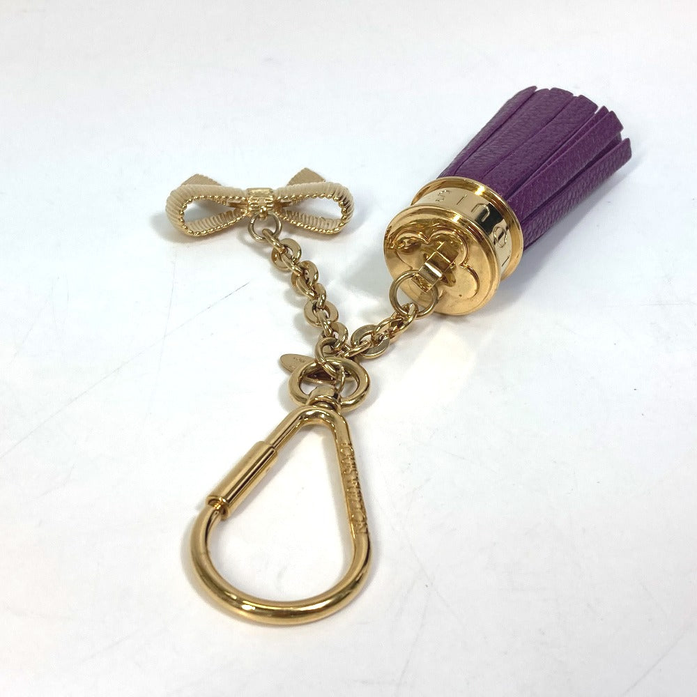LOUIS VUITTON M65124 Tassel Ribbon Key Ring Bag Charm Keychain Leather Women's Purple