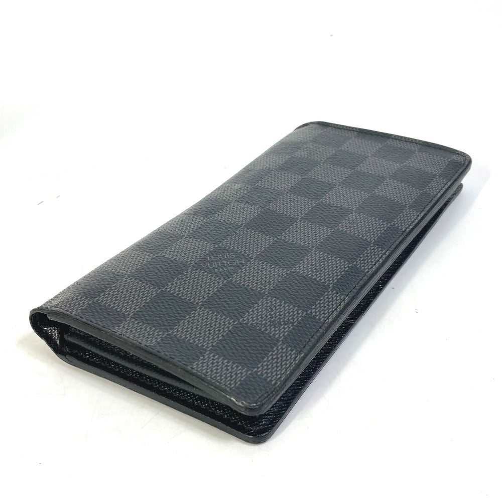 LOUIS VUITTON N62655 Damier Graphite Portefeuille Brazza Old Model Bifold Long Wallet in Damier Graphite Canvas, Men's, Black