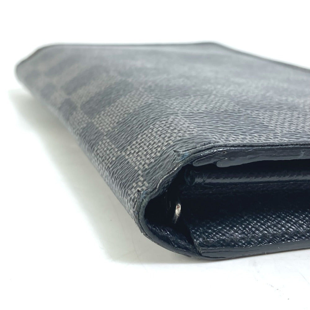 LOUIS VUITTON N62655 Damier Graphite Portefeuille Brazza Old Model Bifold Long Wallet in Damier Graphite Canvas, Men's, Black