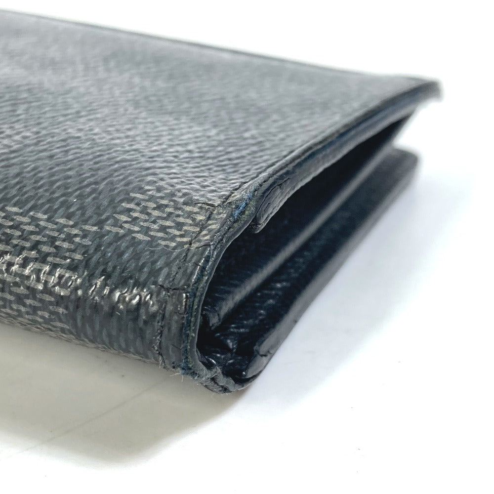 LOUIS VUITTON N62655 Damier Graphite Portefeuille Brazza Old Model Bifold Long Wallet in Damier Graphite Canvas, Men's, Black