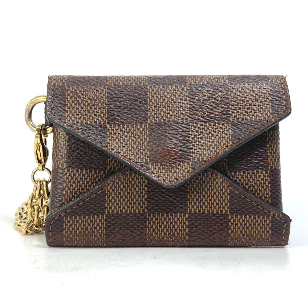 LOUIS VUITTON N60285 Damier Pochette with Kirigami Chain Necklace, Coin Purse, Wallet, Coin Case, Damier Canvas, Women's, Ebene, Brown