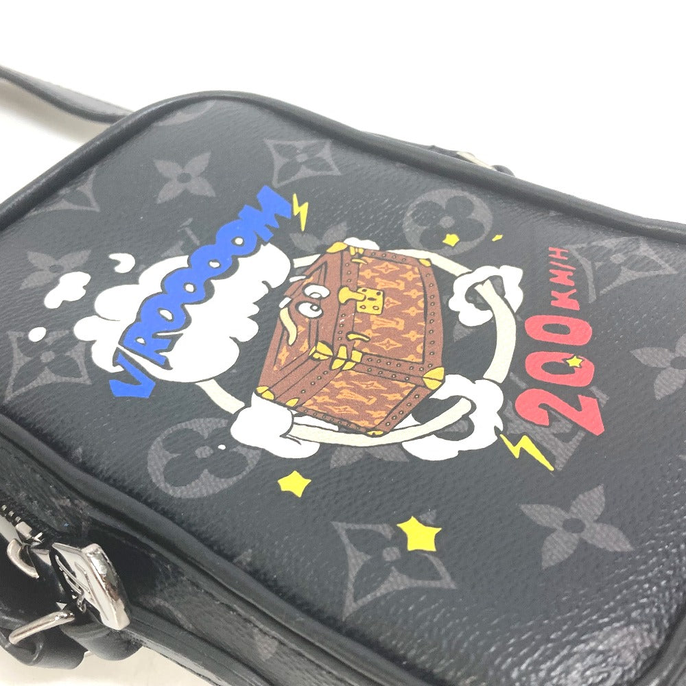 LOUIS VUITTON M45928 Monogram Eclipse Danube PPM Trunk Print Bag, Comic, Crossbody Shoulder Bag, Monogram Eclipse Canvas, Men's, Black