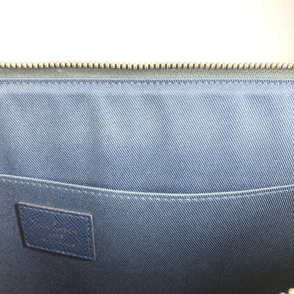 LOUIS VUITTON M61679 Monogram Cobalt Pochette Jour GM Striped Canvas Clutch Bag in Navy