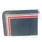 LOUIS VUITTON M61679 Monogram Cobalt Pochette Jour GM Striped Canvas Clutch Bag in Navy