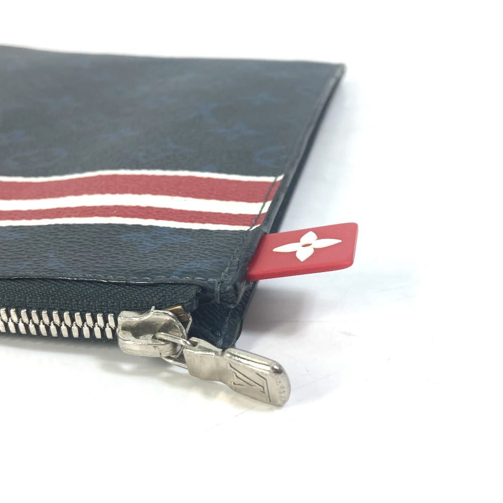 LOUIS VUITTON M61679 Monogram Cobalt Pochette Jour GM Striped Canvas Clutch Bag in Navy